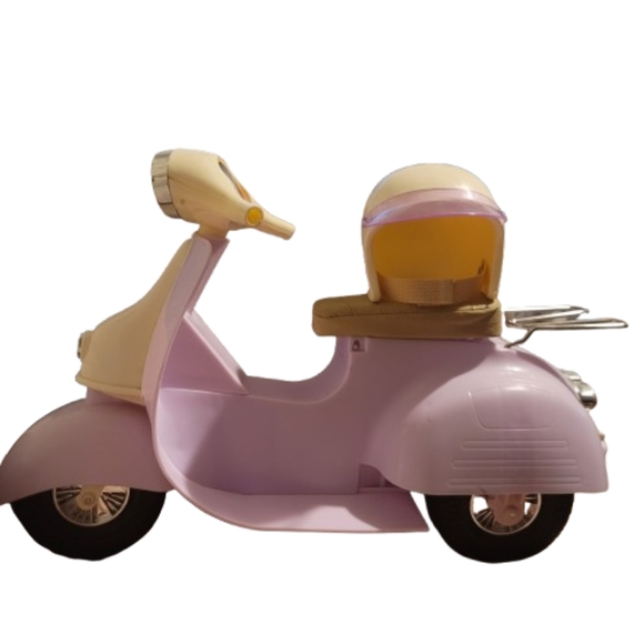 OG ride along scooter for 18" doll Vintage Style Pink Scooter with Helmet - Picture 1 of 8